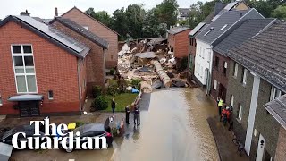 Drone footage shows giant sinkhole in German town after deadly floods [upl. by Lavine]