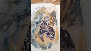 Beautiful owl painting in watercolors on fabriano artistico watercolor paper painting drawing [upl. by Eilsek]