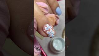 Diseño con esmalte semipermanente y painting gel Flor  nails nailart nailtutorial nailstyle [upl. by Tish]