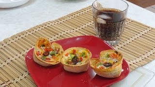 Bread Pizza Cups Video Recipe by Bhavna  Perfect Super Bowl Party Recipe [upl. by Adgam14]