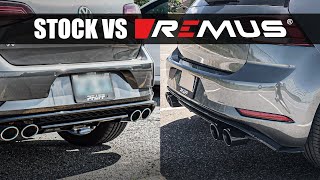 ULTIMATE SOUND COMPARISON  Golf R REMUS vs Stock Exhaust Mk75 [upl. by Laetitia986]