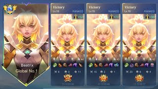 TOP GLOBAL BEATRIX NEW 1 HIT BUILD AND EMBLEM 2024 must try [upl. by Reisinger]