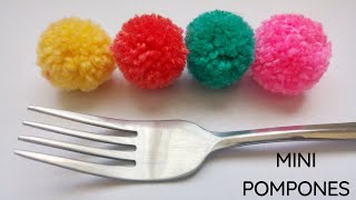 Cómo hacer pompones de lana pequeños mini pompones con tenedor [upl. by Leiruh906]