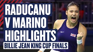 Highlights  Emma Raducanu v Rebecca Marino  GB v Canada  Billie Jean King Cup Finals 2024  LTA [upl. by Annai]