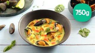 Recette de moules à la crème de coco et à la citronnelle  750g [upl. by Anialam878]