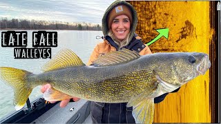 She Caught the BIG Walleye Jigging Late Fall Walleyes [upl. by Ixela]