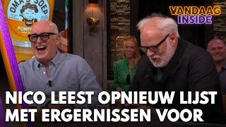 Nico Dijkshoorn leest opnieuw lijst met ergernissen voor René geniet opzichtig  VANDAAG INSIDE [upl. by Germana703]