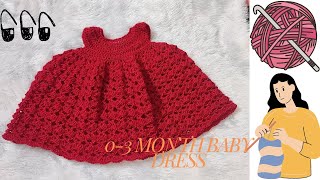 Christmas special 03 month crochet baby girl dress making tutorial 👗  crochet wool [upl. by Gloria]