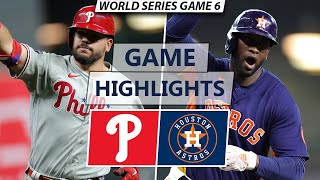 Philadelphia Phillies vs Houston Astros Highlights  World Series Game 6 [upl. by Dwain651]