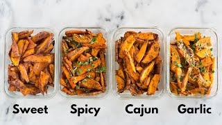 Baked Sweet Potato Fries 4 WAYS  Sweet Potato Meal Prep [upl. by Beichner572]