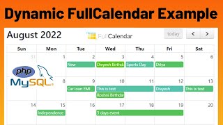 How to add and display events dynamically in fullcalendar js with PHP and MySQL  fullcalendario [upl. by Seravart]