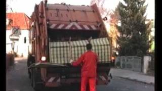 German bulky waste collection with Schorling 2R rear loader [upl. by Sande]