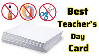 DIY Teachers Day Card Idea  Teachers Day Gift ideas Greeting Card For Teacher White paper craft [upl. by Nauqyaj]