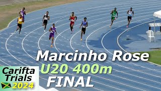 Marcinho Rose  Kingston College  Jevaughn Pinnock  Boys U20 400m Final  Carifta Trials 2024 JAM [upl. by Hen]