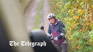 Cyclist refuses to make way for HGV on narrow country lane [upl. by Ilatfen]