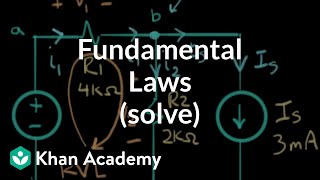 Application of the fundamental laws solve  Electrical engineering  Khan Academy [upl. by Aerised588]