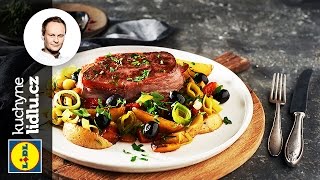 Hovězí steak s opečenými bramborami  Marcel Ihnačák  RECEPTY KUCHYNĚ LIDLU [upl. by Rema]