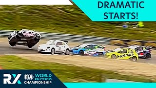 Most Dramatic Rallycross Starts Crashes Battles and Overtakes from the grid World RX [upl. by Ahsitneuq691]