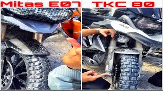 Mitas E07 Dakar vs TKC 80 Motorcycle Tire First Ride [upl. by Lyrad]