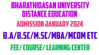 bharathidasan university distance education jan 2024 bharathidasan university admission [upl. by Ynnob]