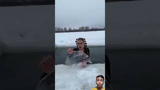 ice mermaid satisfying underwater snow icequeen swimmingstyle fishing iceswimming [upl. by Tihom298]