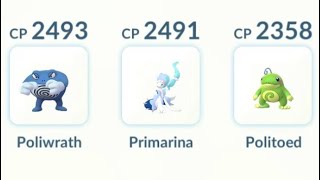 Triple “P” Ultra League Team Poliwrath Primarina Politoed  Pokémon GO GBL PvP Battle [upl. by Udenihc982]