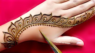 Very beautiful stylish back hand mehndi design  easy mehndi design  mehndi ka design  mehndi [upl. by Eedna]