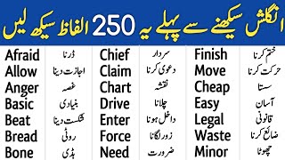 250 Daily Use Words Meaning in English and Urdu  QBT English [upl. by Enilrahc]