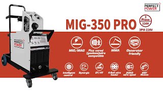 MIG 350PRO MIGMAG Gasless FluxCored MMA welding machine  Perfect Power [upl. by Olegnaed]