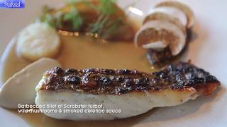 Barbecued fillet of Scottish turbot and wild mushrooms by Michelin star Chef Graeme Cheevers [upl. by Jack]