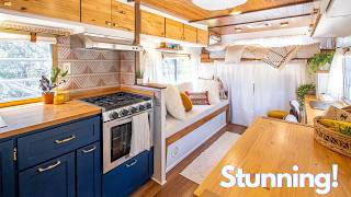 Beautifully Renovated Vintage RV  Chic DIY Tiny Home [upl. by Aed]