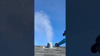 This Dryer Vent expelled through the Roof and was EXTREMELY CLOGGED 😱 oddlysatisfying unclogging [upl. by Ariad]