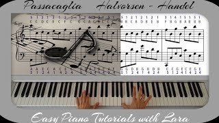 Passacaglia HandelHalvorsen  Easy Slow Piano Tutorial [upl. by Bromley694]