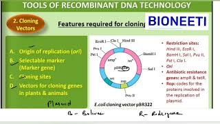 Cloning Vectors Types amp Features Biotechnology Principles amp Processes CBSE 12 Biology NCERT [upl. by Elleoj]