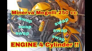 Megelli 250 swap engine 4cyl engine raungan mesinya khas moge banget [upl. by Phelgen]