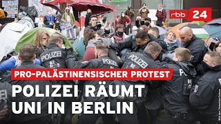 ProPalästinaStudenten besetzen FU Berlin – Polizei räumt Protestcamp [upl. by Nnaer]