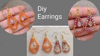 Diy Earrings How to make beaded earrings Earrings Banany Ka Tarika Saima Create Ideas [upl. by Agnella]