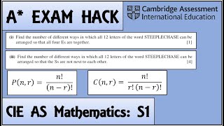 Exam Hack  CIE AS Maths  S1  Permutation and Combination Question [upl. by Dirtsa]