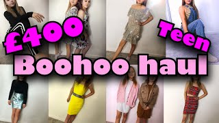 HUGE BOOHOO HAUL I spent £400  Teen Haul Does it fit [upl. by Harve]