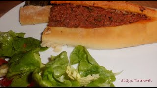 Pide mit Hackfleisch SpinatFeta Rezept  Kiymali Pide Ispanakli Pide tarifi  türkisch [upl. by Ak]