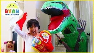 Ryan opens Giant Surprise Egg Ryans World  Pretend Play Hide and Seek with Giant Dinosaur [upl. by Ixela]