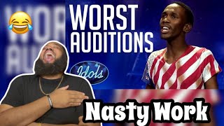 AMERICAN REACTS to OUCH Worst amp Funniest Auditions EVER on Idols South Africa Idols Global 🇿🇦 [upl. by Anirt]