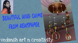 How to make newspaper wind chime newspaper wall hanging Idee de decoration [upl. by Yedarb]