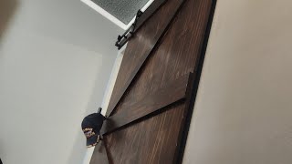 Super Easy Sliding Barn Door build  diy bathroomdecor door woodworking mentalhealthawareness [upl. by Tabbitha]