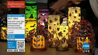 Harvest Lane Halloween LED Etched Glass Hurricanes 3Piec [upl. by Nnaeerb]