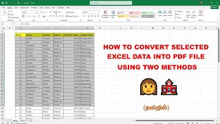 HOW TO CONVERT SELECTED EXCEL DATA INTO PDF FILE IN TAMIL [upl. by Ahsirt635]