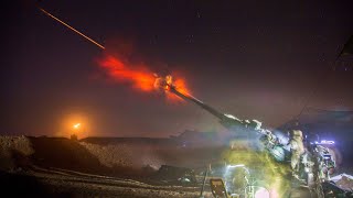 Howitzer shell Visible at Night Firing amp Impact Footage  Artillery Operation  MFA [upl. by Terle]