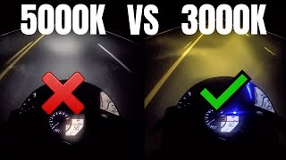 BEST HEADLIGHTS AT NIGHT  5000K VS 3000K HID BULBS on MOTORCYCLE  Yamaha R1 Raw On Board Footage [upl. by Charley]