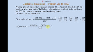 Prawdopodobieństwo  quotproblem urodzinowyquot [upl. by Bernhard]