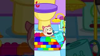 Jenny take a bath in Lego Bathtub  Wolfoo Makes DIY Bathtub for Kids  Wolfoo Family shorts [upl. by Hadeehuat]